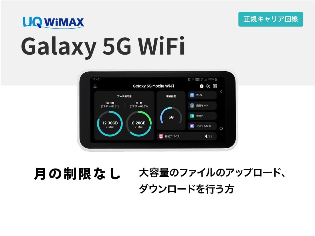 WiMAX Galaxy 5G WiFi【4泊5日レンタル】 WiFiレンタル屋さん